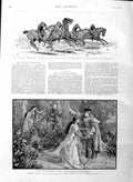 Original Old Antique Print 1886 Opera Troubadour Mackenzie Horse Tent-Pegging