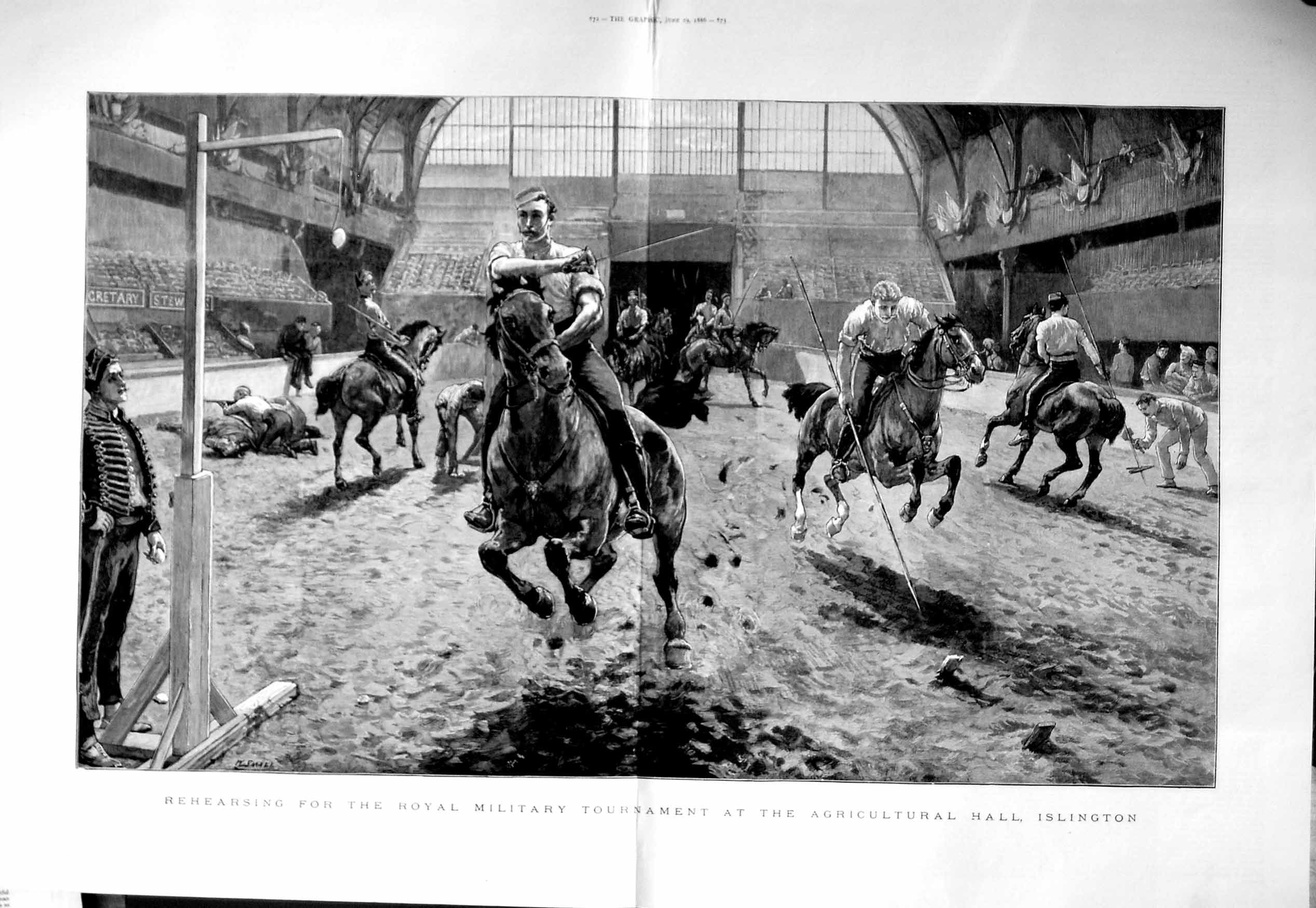 Original Old Antique Print 1886 Royal Military Tournament Agricultural Is 19th