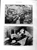 Original Old Antique Print 1886 Death King Ludwig Bavaria Munich Childre 19th