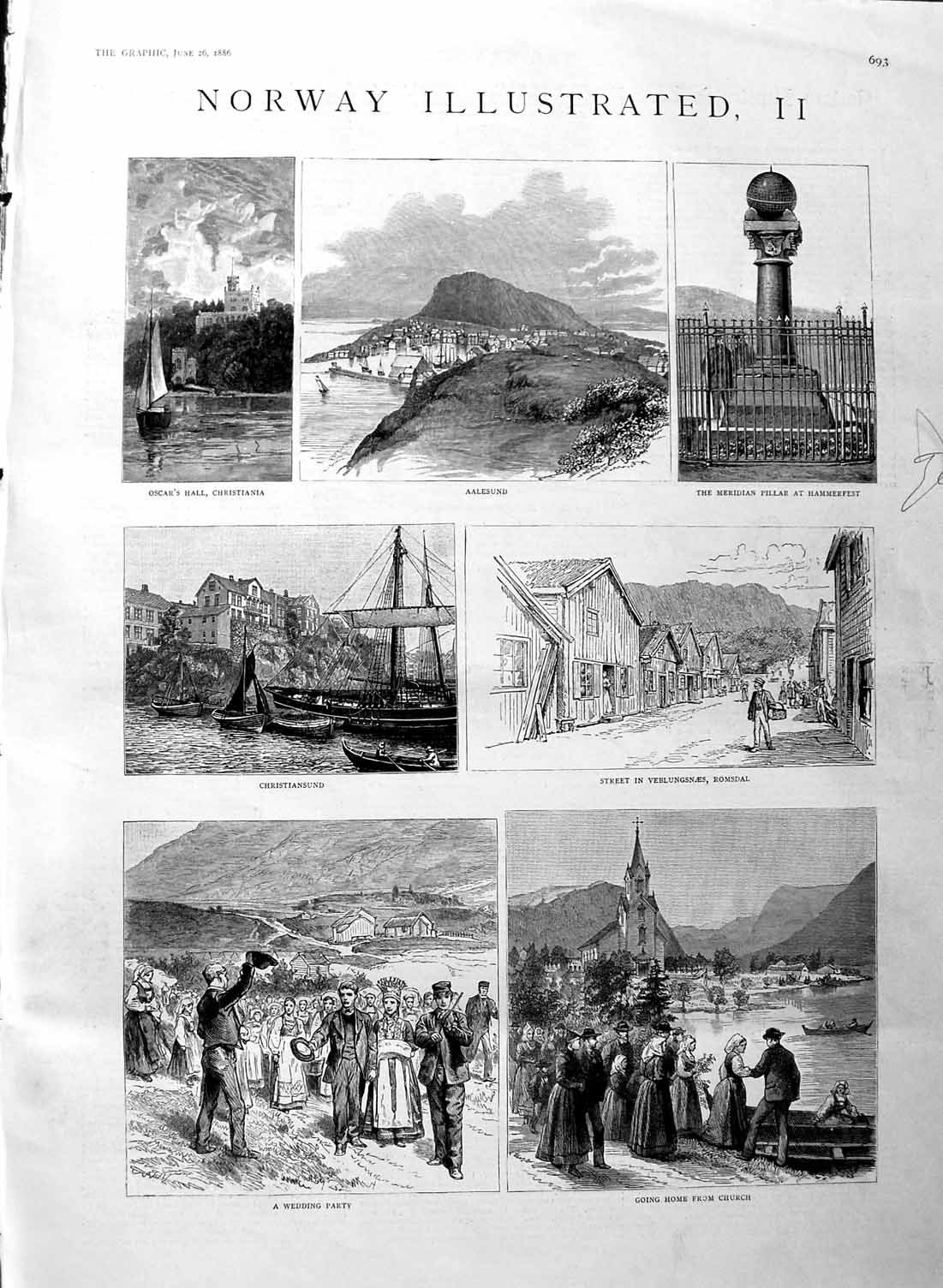 Old Antique Print 1886 Norway Soholt Glacier Christiansuns Lofoden Boats 19th