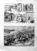 Original Old Antique Print 1886 Royal Review Aldershot Hussars Election Homours