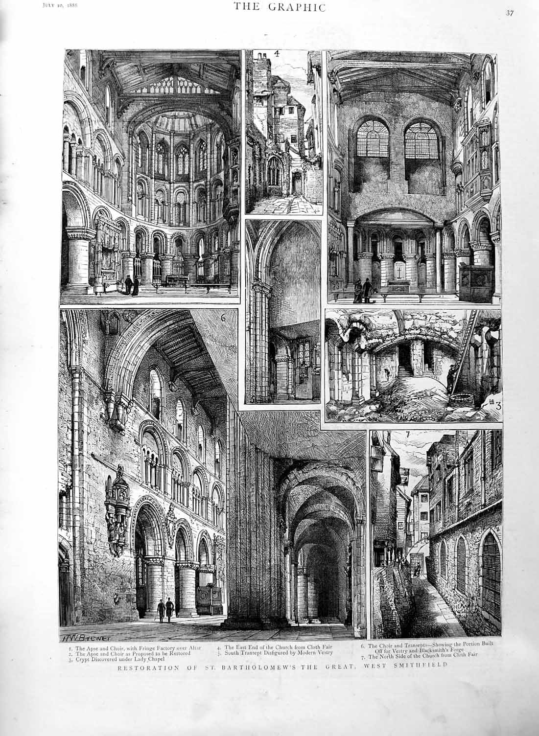 Old Antique Print 1886 English Church Berlin Yacht Pearl Dixon Coates Men 19th