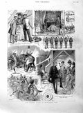 Original Old Antique Print 1886 Wimbledon Camp Rile Shooting Sport Men Siers