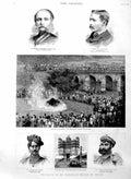 Original Old Antique Print 1886 Death Maharajah Holkar Indore Kellner Dunsford