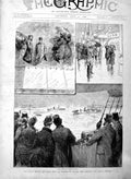 Old Antique Print 1886 Naval Review Sham Fight Portsmouth Lord Wolseley 19th