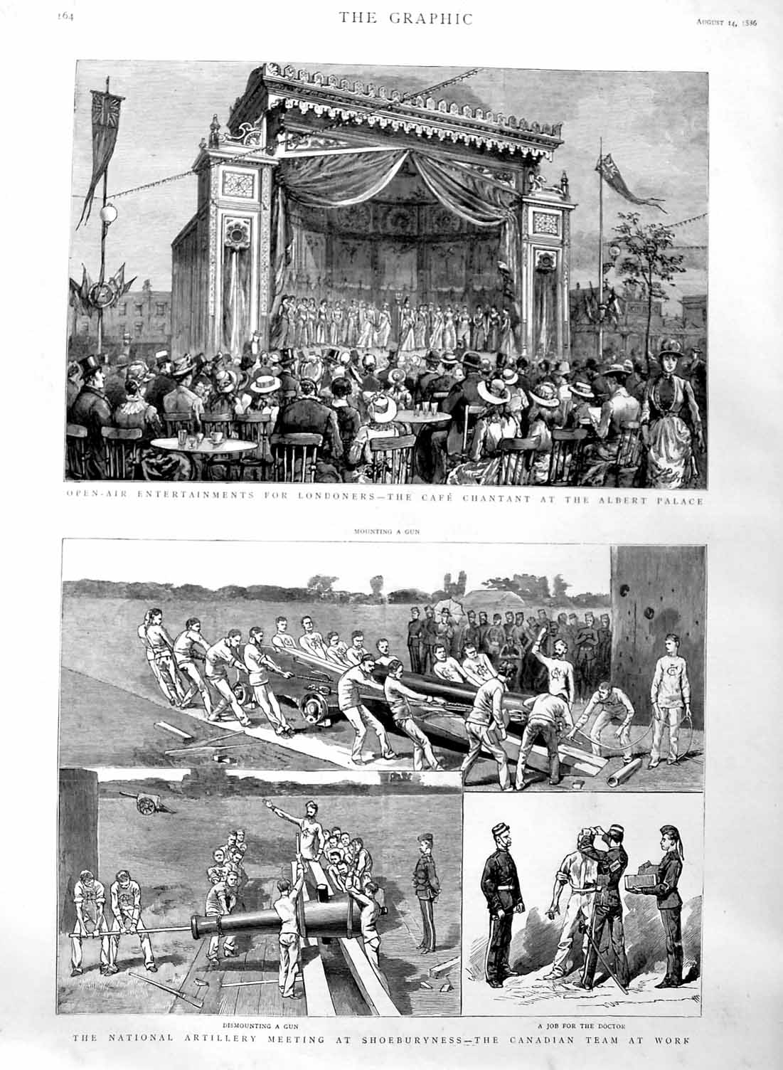 Original Old Antique Print 1886 CafÈ Chantant Albert Palace Shoeburynes 19th