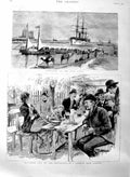 Original Old Antique Print 1886 Kantarah Suez Canal Ships German Beer Victorian