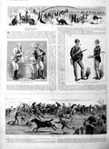 Original Old Antique Print 1886 Kangaroo Hunting Sport Horses Australia 19th