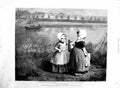 Original Old Antique Print 1886 Dutch Children Holland Boat River Victorian
