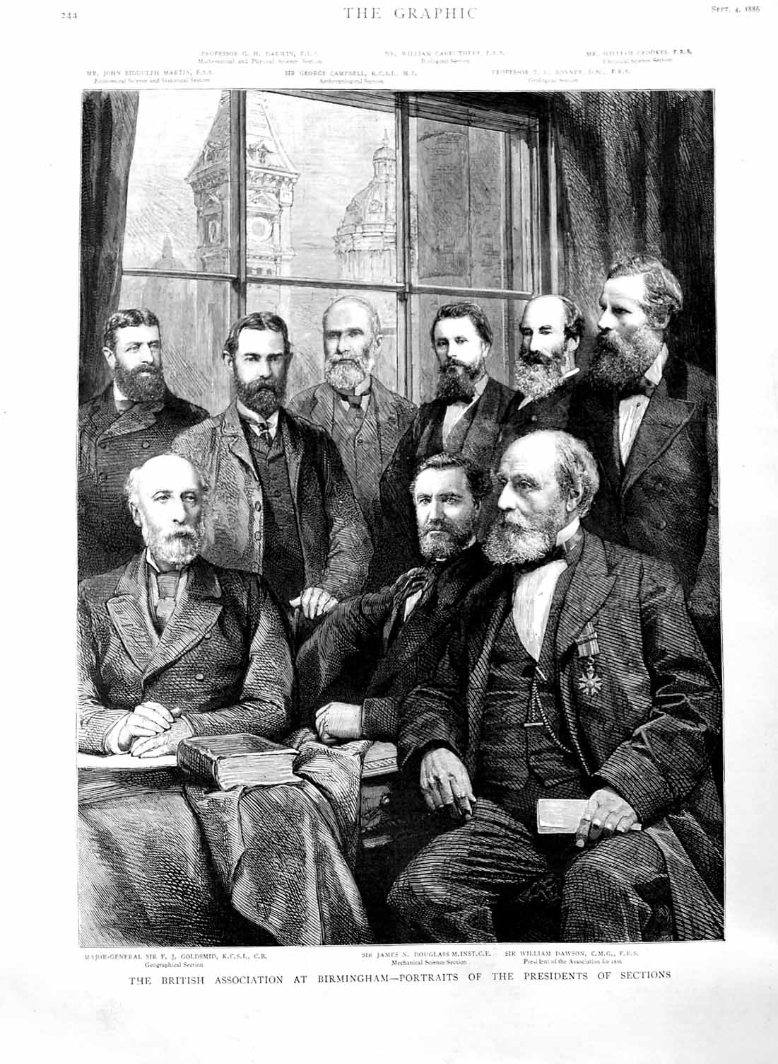 Original Old Antique Print 1886 Gsmid Darwin Douglass Dawson Crookes Victorian