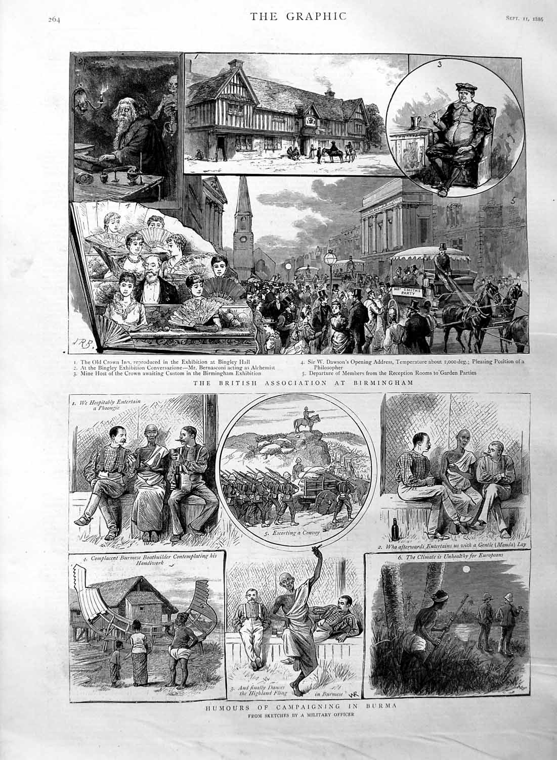 Original Old Antique Print 1886 Burma Siers British Association Birmingham 19th