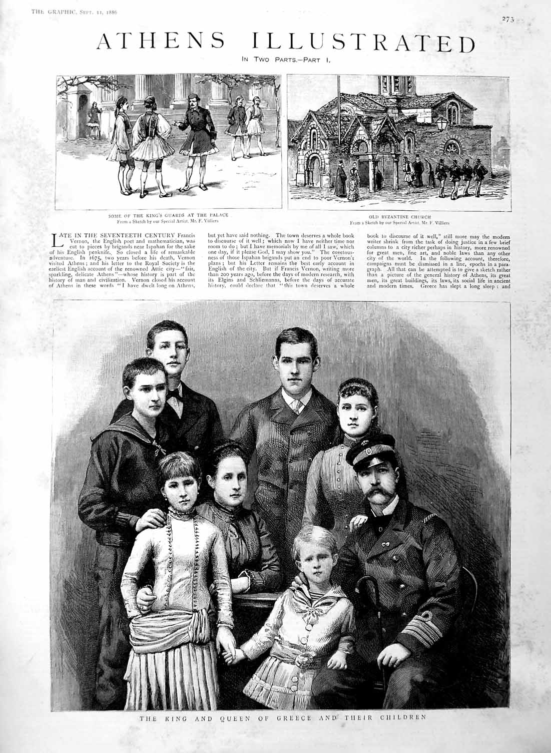 Original Old Antique Print 1886 Athens King Greece Acropolis Field Marathon 19th