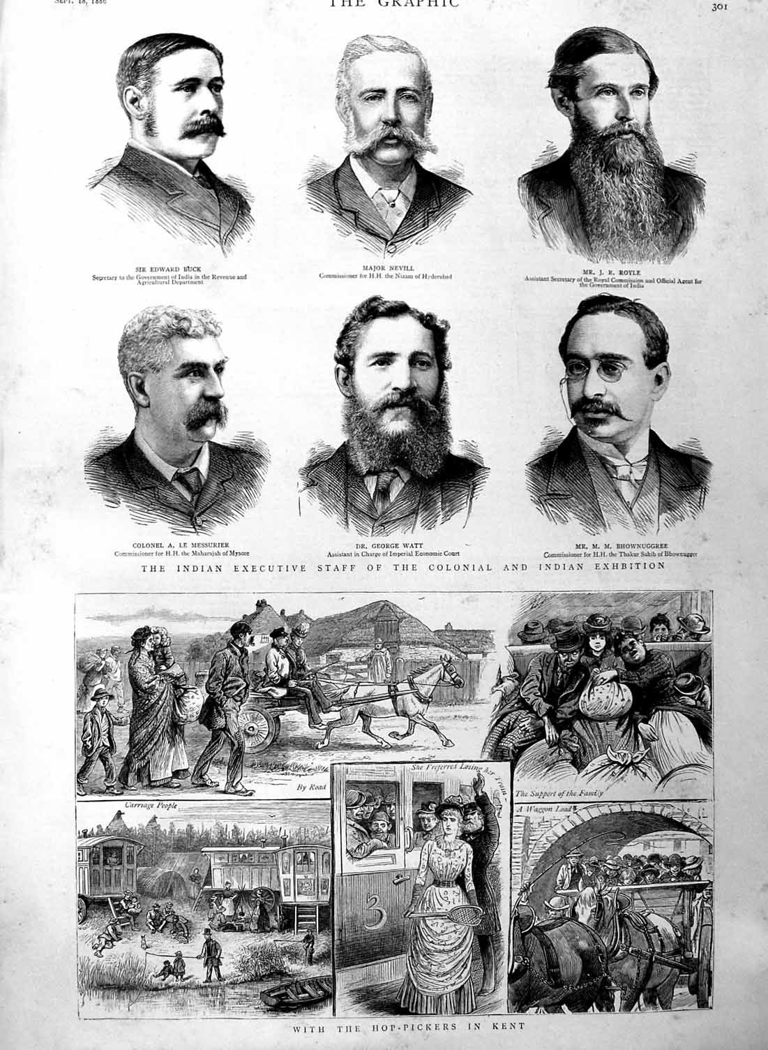 Old Antique Print 1886 Hop Pickers Kent Buck Nevill Indian Colonial Watt 19th