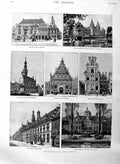 Old Antique Print 1886 Holland Hague Hall Leyden Haarlem Amsterdam Hoorn 19th
