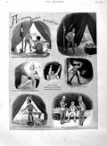 Old Antique Print 1886 Angling Accident Tent Fishing Wasps Nest Fine Art 19th