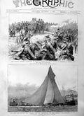Original Old Antique Print 1886 Galatea Mayflower America Cup Austrian A 19th