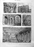 Old Antique Print 1886 Constitutional Club Northumberland Avenue Coffee 19th