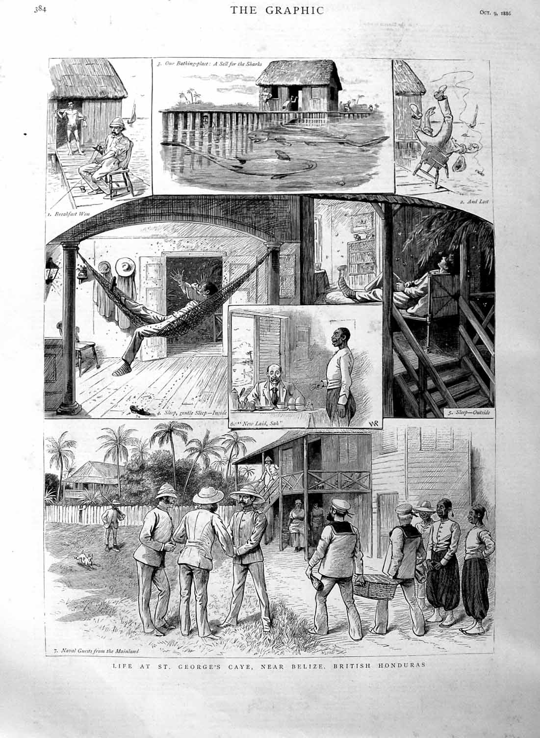 Original Old Antique Print 1886 Life St. George'S Cave Belize British H 19th