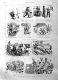 Original Old Antique Print 1886 Dairy Show Agricultural Show Islington Bugler