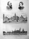Old Antique Print 1886 Ships War Superb Iris Hospital Burnley Von Mosser 19th