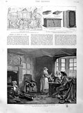 Old Antique Print 1886 Hollybush Inn Guests Domesday Book Record Office 19th