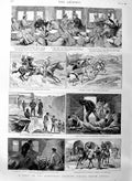Old Antique Print 1886 Kimberley Diamond Fields South Africa Mining Train 19th