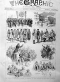 Original Old Antique Print 1886 Bulgaria Tirnova Sobranie Assembly Stam 19th