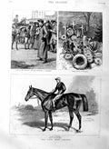 Original Old Antique Print 1886 Fred Archer Minting Horse Jockey Newmarke 19th