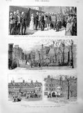 Original Old Antique Print 1886 Staple Inn Holborn Duke Connaught Railway India