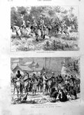 Original Old Antique Print 1886 Mounted Inantry Metila Ponies Burma Nati 19th