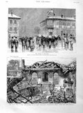 Original Old Antique Print 1886 Fire Church Mary Magdalene Bulgaria Kaulbars