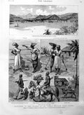 Original Old Antique Print 1886 St. Lucia British West Indies Harbour C 19th