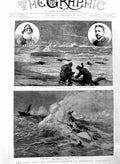 Original Old Antique Print 1886 Lifeboat Ship Wreck Southport Pilkington Po 19th