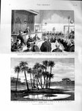 Original Old Antique Print 1887 Statue Ramses Memphis Egypt Nationalist Ireland