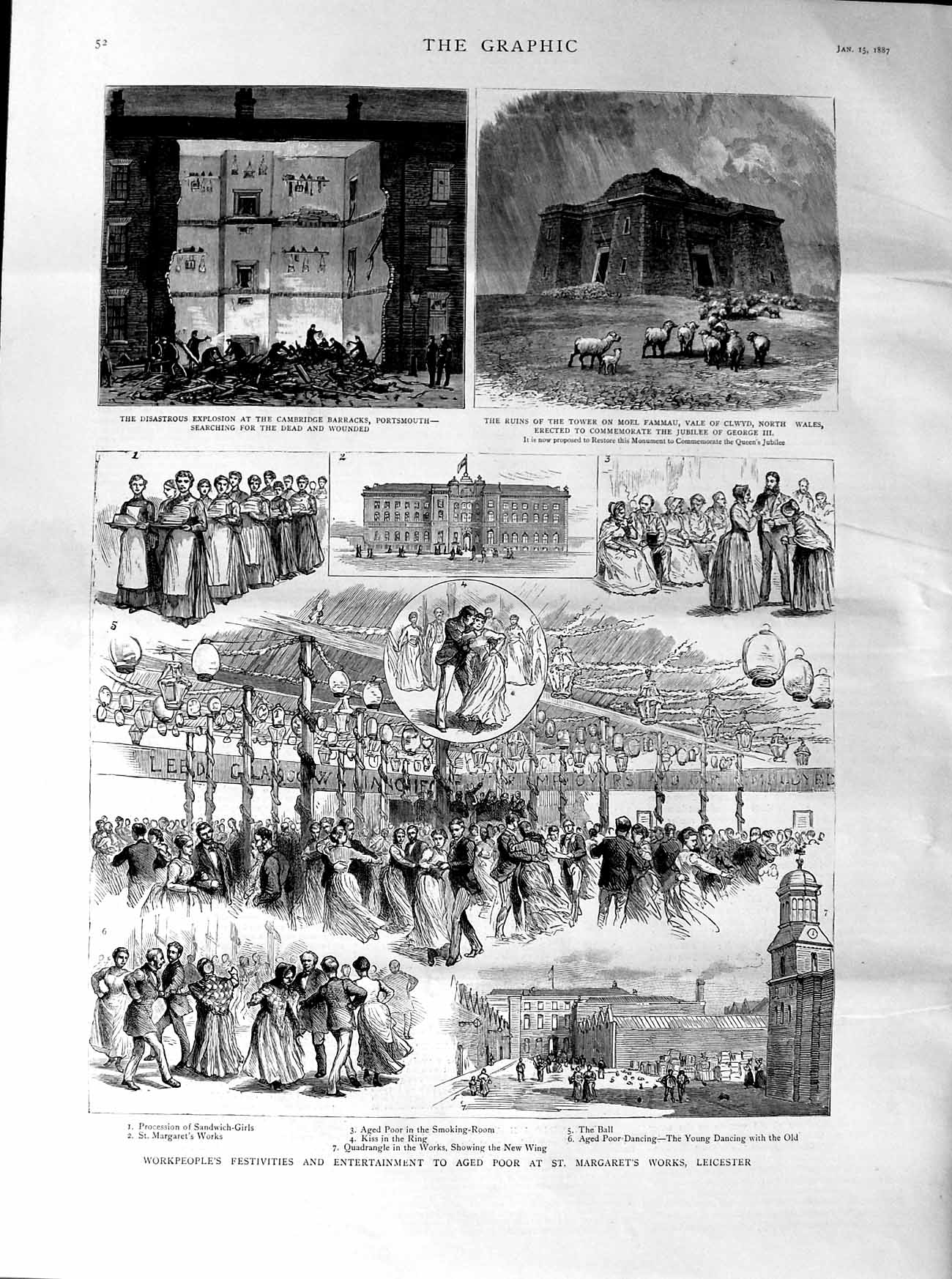 Old Antique Print 1887 Poor People Margaret'S Works Leicester Portsmouth 19th