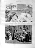 Old Antique Print 1887 Colombo Harbour Ceylon Westminster Newport School 19th