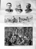 Original Old Antique Print 1887 Munich LuitpBurma Minbu Shaw Whitworth Men 19th