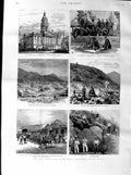 Original Old Antique Print 1887 Gfields De Kaap Transvaal Africa Barberton Hall