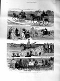 Old Antique Print 1887 Ireland Police Horse Cart Ballinasloe Kevin'S Well 19th