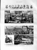 Original Old Antique Print 1887 Cwtch Colliery Wales Court Dublin Walker Dillon