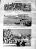 Original Old Antique Print 1887 English Sailors Hongkong Ship Burma Boh Torpedo