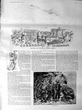 Original Old Antique Print 1887 Carrara Miners Duomo Mountain Climbi Victorian