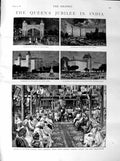 Original Old Antique Print 1887 Queen India Bombay Kolapore Reeve Ships 19th