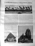 Original Old Antique Print 1887 Orissa Bengal Kanarak Sivaite Temple Ja 19th