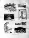 Original Old Antique Print 1887 Paris Cloud Versailles Fountain Neptune Maclou