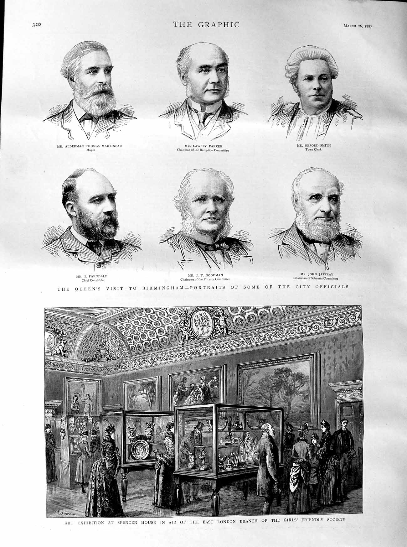 Old Antique Print 1887 Art Spencer London Goodman Parker Smith Birmingham 19th