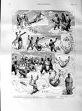 Original Old Antique Print 1887 Winter Life India Goorkha Siers Thappa Snow