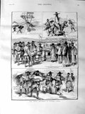 Original Old Antique Print 1887 China Squadron Army Gensan Corea Mandarin 19th
