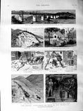 Original Old Antique Print 1887 GMining Transvaal Barberton Orange River Sheba
