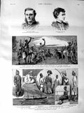 Original Old Antique Print 1887 Foster Strangford Burma Stanley Emin Pasha War